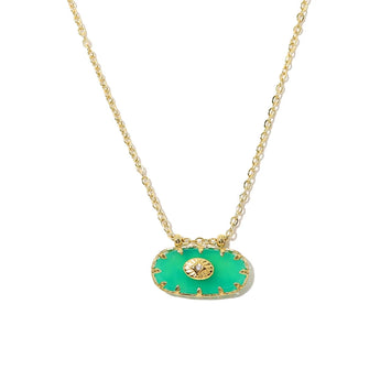 YA-CHAN Green Gemstone Pendant on a Gold Chain featuring a luxurious emerald necklace design.