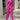 Pink floral V-neck wrap dress with a tropical print and high-low hemline, featuring sleeves and accentuating the waist, modeled in size 3XL.