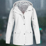 Yellow waterproof windproof hoodie jacket with adjustable hood, featuring long sleeves and a high neckline, displayed in a white color and 5XL size.