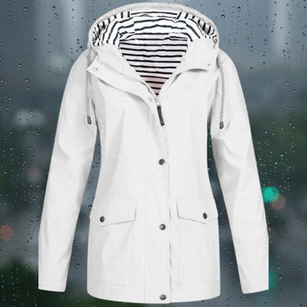 Yellow waterproof windproof hoodie jacket with adjustable hood, featuring long sleeves and a high neckline, displayed in a white color and 5XL size.
