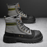 Youth Urban Black Combat Boots with Neon Stripe and Contrast Stitching in Gray, size 47, featuring an athletic and fashion-forward design.