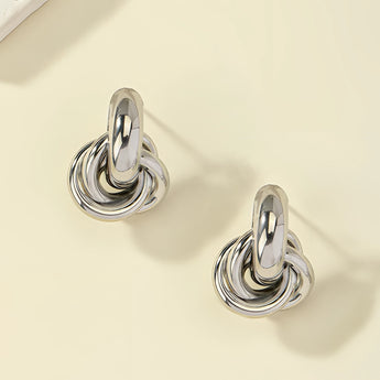 Gold Spiral Earrings with Multi-Loop Design in Luxury Metal Finish
