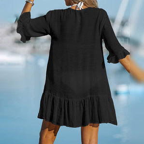 Avencea - Ruffled Summer Shirt Dress in Colorful Style