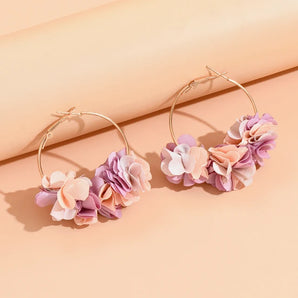 Pastel Floral Hoop Earrings – Lightweight Spring Jewelry