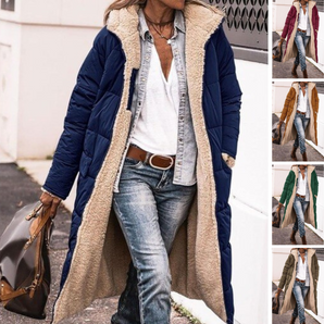 Avencea - Long Reversible Sherpa Fleece Puffer Coats with Hood Outerwear