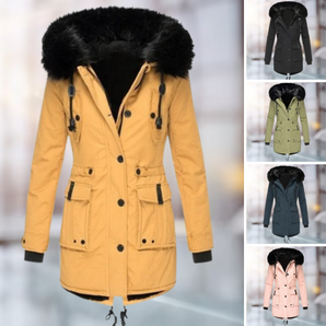 Avencea - Elegant Cotton-Polyester-Wool Collar Coat