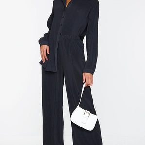 Avencea Pleated Set with Long Pants - Elegant Outfit for High Wearing Comfort