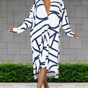 Avencea | Dress with Pockets and Geometric Print