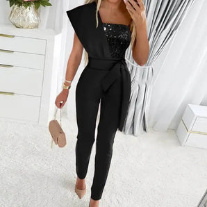 Avencea - Patchwork Jumpsuit with Sparkling Sequins