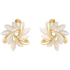 Twisted Flower Earring 18K Gold Plating & Artificial Pearl Blossoms