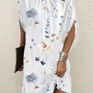 Avencea - Dress with Bat Sleeves and Charming Motifs