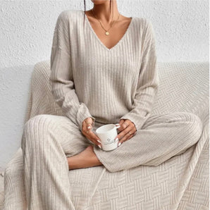 Avencea - 2-Piece Lounge Set - Ribbed Pattern