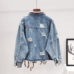 Avencea - Denim Pompon Jacket