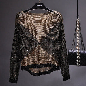 Avencea - Luxurious Long-Sleeve Sequin Top