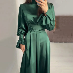Avencea - Chic Green Long Dress for Women