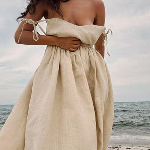 Avencea | Women's Long Linen Summer Dress for Relaxed Days and Elegant Evenings