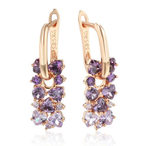Lilic Earrings Romantic Rose Gold Lilic Earrings with Purple Zirconia