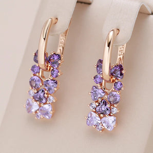 Ameythst Perennial Optics Rose Golden Earrings with Zirconia Stones