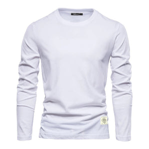 Avencea | Classic Long-Sleeved T-Shirt Made of 100% Cotton with O-Neck and Solid Color Pattern