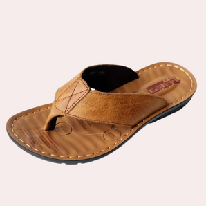 Bruine leren slippers voor heren