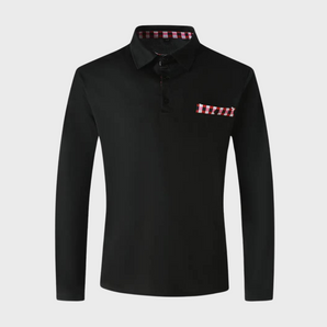 Avencea - Long Sleeve Polo Shirt with Collar