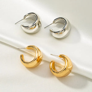 Tapered Crescent Earrings in Gold & Silver for a Classy Look