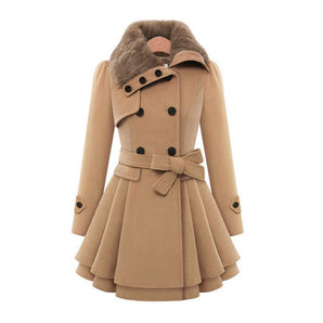 Avencea - Elegant Coat with Fur Collar and Fleece Lining