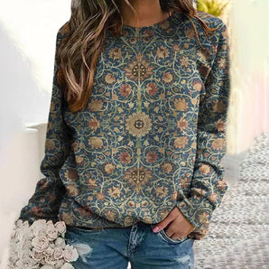 Avencea - Elegant Sweater with Floral Pattern for a Touch of Vintage Design
