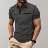 Achterkant grijze polo shirt voor heren
