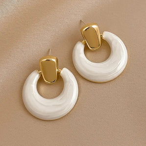 Retro Simple Geometric Circle Stud Earrings Women Luxury Quality Jewelry Piercing Ear Accessories for Women Earrings Trend New