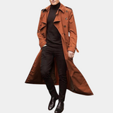 Zwarte lange trenchcoat jas voor heren