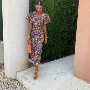 Avencea - Puff Sleeve Maxi Dress - Timeless Elegance and Luxurious Comfort