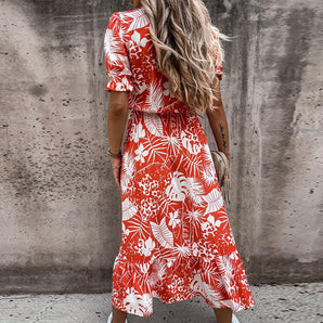 Avencea - Flower Print Skirt with Slit