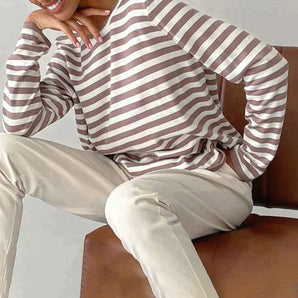 Avencea - Elegant Striped T-Shirt - Lightweight Fabric