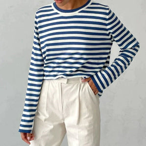 Avencea - Striped Pullover Shirt for Autumn and Winter