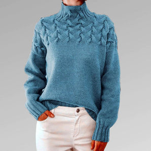 Avencea - Long Knitted Sweater with Collar for Women