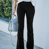 Voorkant blauwe flare pants voor dames