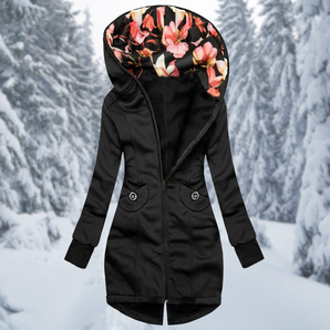 Avencea - Hooded Jacket with Floral Print and Waterproof Material