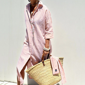 Avencea - Classic Striped Shirt Dress - Timeless Style and Comfort