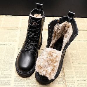Avencea - Black Leather Winter Boots