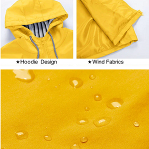 Avencea - Stylish Long Sleeve Coat with Hood Windbreaker Trench Coat