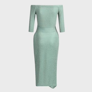 Avencea - Glitter dress for women with short sleeves and long cut
