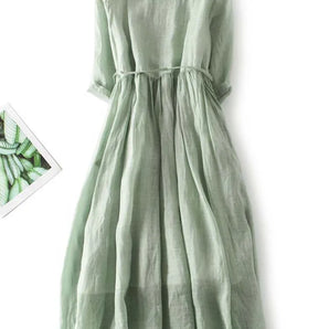 Avencea | Elegant Long Linen Dress