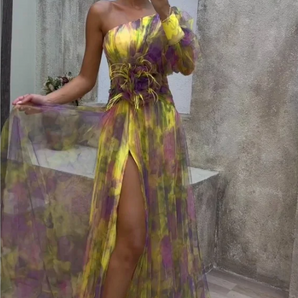 Avencea Long-Sleeved Sexy Dress with One Shoulder