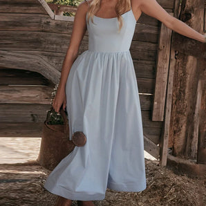 Avencea | Solid V-neck Pleated Waist Dress with a Touch of Luxury and Elegance