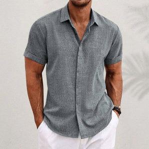 Anton™ - Luftiges Baumwoll - Leinen - Mix Hemd (Grau) - Weber Baden - Shirt