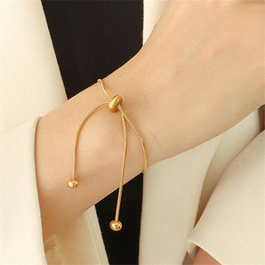 Elegant Women's Gold Bracelet - Adjustable, Dainty, Minimalist Fine Jewelry