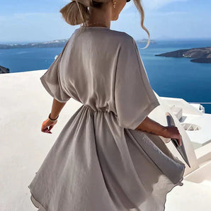 Avencea | Satin Mini Dress with Short Sleeves