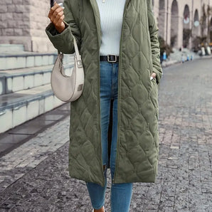 Avencea | Padded, Long-Sleeved Cotton Coat with Hood