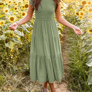 Avencea - Dress - Gathered Bust - Solid Color Summer Maxi Dress
